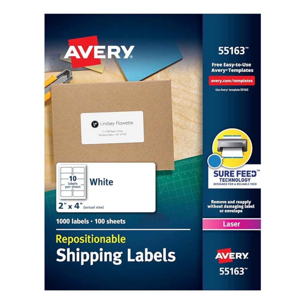 Avery Repositionable Shipping Labels